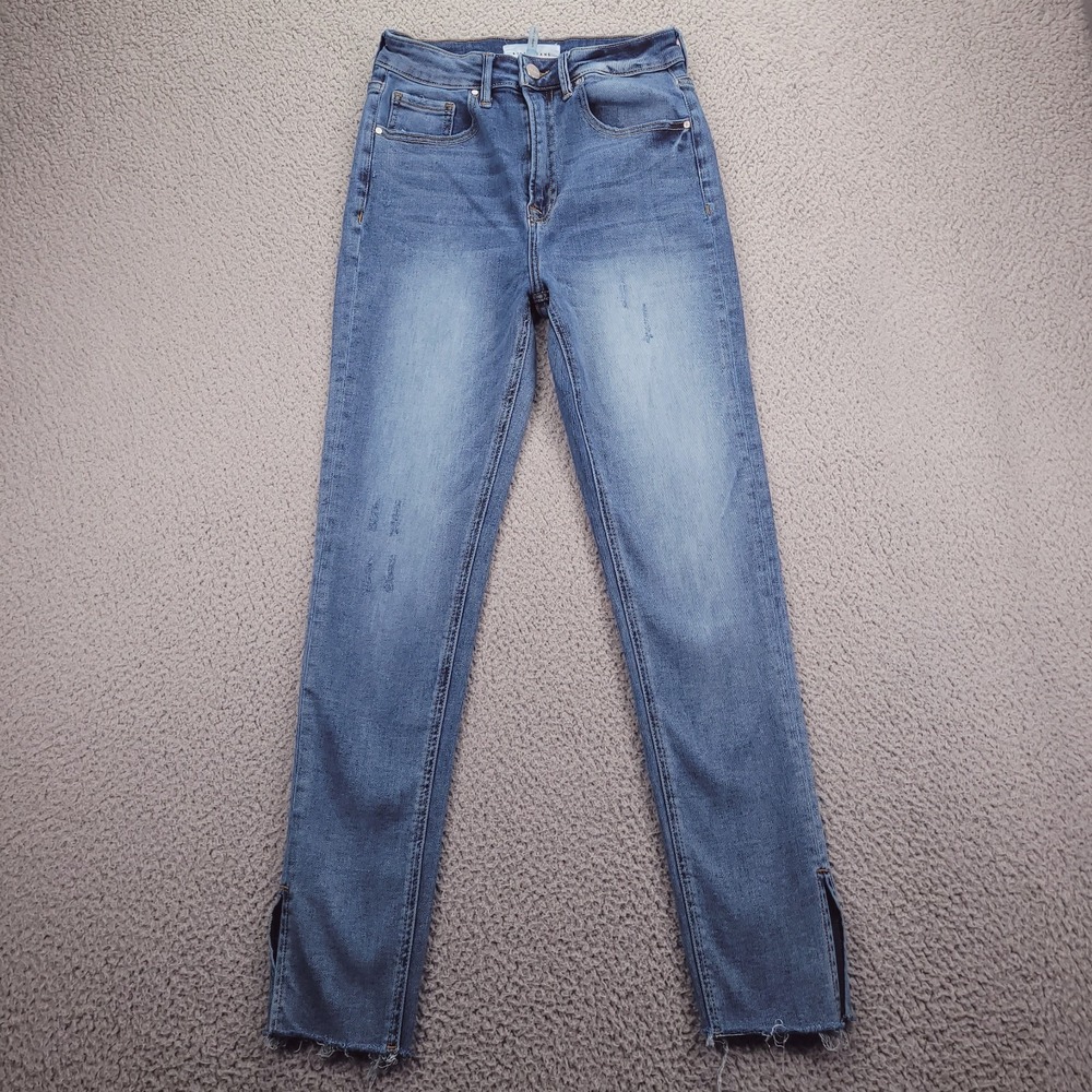 RISEN Jeans Womens Size 5/27 Skinny Distressed Raw Split Hem Stretch Denim 25x27